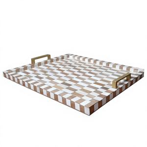 Bandeja de Servir con Incrustaciones de Hueso Hecha a Mano: Moderna Bandeja Decorativa de Cocina por faizacraft - Product Image 4