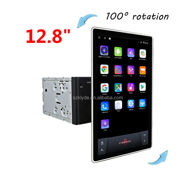 KLYDE New 6G/128G Android 10.0 Car Stereo Universal Double Din Head Unit with 4G LTE 12.8 Inch Rotation Screen