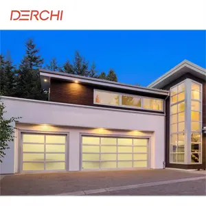 Contemporary Remote Control Glazed Electric Automatic 12x12 Clear Glass Garage Doors With Pedestrian Door
