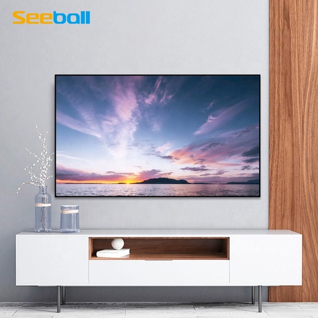 Seeball 80-150 Inch 16:9 Fixed Frame 10mm Narrow Bezel 1.5 Gain Projection Screens Home Theater 4K HD Black PVC Factory