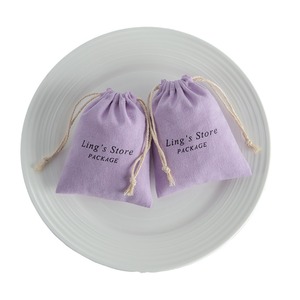 Ling's Store Cotton <b>Drawstring</b> Bags 8x10cm Jewelry Packaging Purple Fabric <b>Pouches</b> Rectangular Storage Bags - Product Image 5