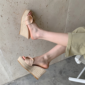 2025 European and American Style Wedge <b>Heel</b> Slippers New Summer High <b>Heel</b> Sandals with Peep <b>Toe</b> and <b>Platform</b> Cork Outsole - Product Image 6