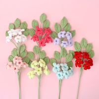 Buket Bunga Buatan Tangan Rajutan Crochet Tujuh Daun Bunga Wangi Tiruan
