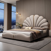 Vente en gros : Lits rembourrés de luxe, modernes, en bois massif, tailles King et Double, avec rangement, mobilier de chambre pour la maison