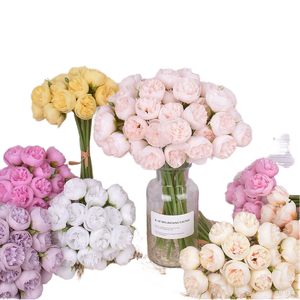 Set di 25 Mini Peonie Artificiali Multicolore per Composizioni, Decorazione Tavolo Camera da Letto e Casa - Product Image 1