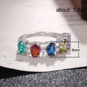 Anello F1737 in Moissanite con Taglio Ovale e Montatura a Griffe, Anelli Classici con Gemme Unisex per Uso Quotidiano - Product Image 5