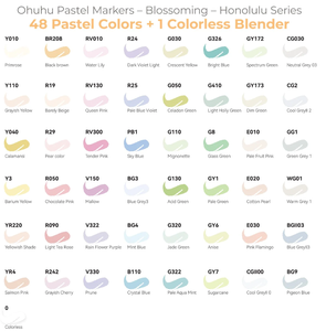 <span class=keywords><strong>Ohuhu</strong></span> Honolulu 48 Nuevos colores pastel-Blossoming Alcohol Dual Tips Marcadores de arte, cepillo y cincel - Product Image 5