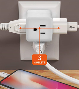 <span class=keywords><strong>3</strong></span> ổ cắm <span class=keywords><strong>3</strong></span> mặt 15A Đánh giá hiện tại 125V Đánh giá điện áp ba Cube nối đất Adapter tường ổ cắm - Product Image 6