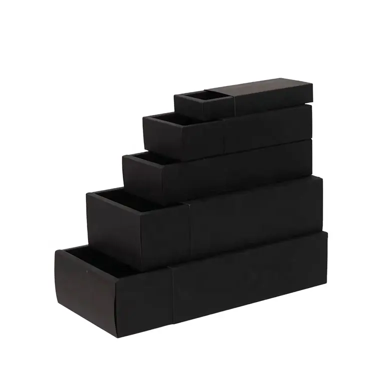 Boîte à carton noir pliable pour chaussettes, sous-vêtements, emballage cadeau, vente directe d'usine
