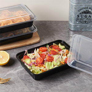 Contenedor de comida de plástico desechable <span class=keywords><strong>rectangular</strong></span> negro de 30oz, fiambrera de comida para microondas - Product Image 4