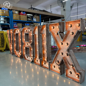 Enseigne lumineuse personnalisée <span class=keywords><strong>de</strong></span> grande taille, lettres lumineuses au fini vieilli industriel pour la publicité des bars, des magasins et des entreprises - Product Image 5