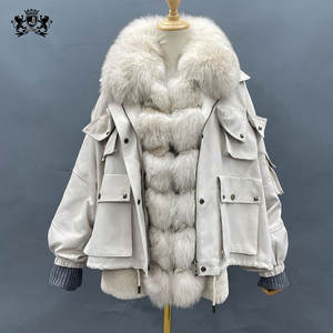 Janefur-chaqueta Reversible para mujer, abrigo de piel de conejo Real forrado, Parka de piel de zorro Natural, moda de invierno - Product Image 3