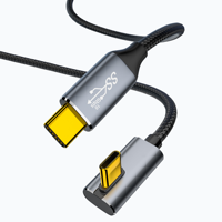 Câble USB-C mâle vers USB-C mâle à angle droit, 100W PD, transfert audio 4K 60Hz plus rapide, câble de charge pour téléphone, ordinateur portable, TV, VR
