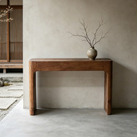 Console vintage en bois massif, table d'entrée minimaliste en forme de U, table de couloir rustique longue pour villa de luxe