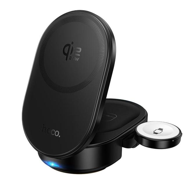 Hoco CQ23 Pole Qi2.2 3-in-1 Magnetic Wireless Fast Charger(Black)