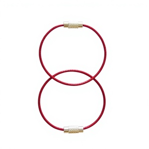 YIWANG Red Stainless Steel Wire <b>Key</b> <b>Chains</b> Cable 150MM <b>Key</b> Ring - Product Image 1