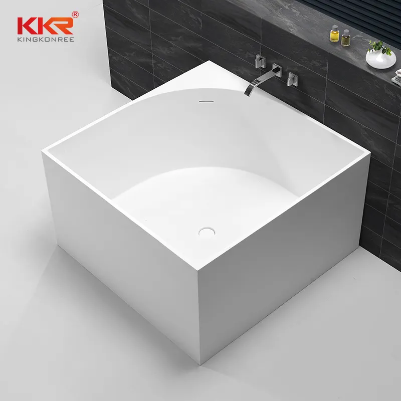 Shower Room Acrylic Solid Surface Tub 120cm Resin Stone Freestanding Bathtub