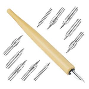 Kalligrafie-Tauchstift-Set mit 5 austauschbaren Metallspitzen und Vintage-Holzgriff für künstlerisches englisches Comic-Zeichnen - Product Image 5