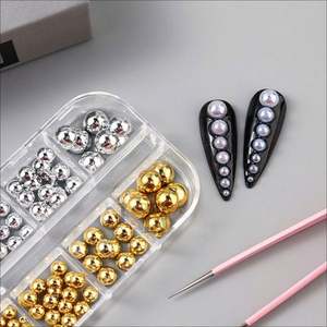 12 Grades de Pérolas Meia-Lua Douradas e Prateadas para Unhas, Miçangas Flatback Brancas e Rosas, Pérolas Caviar para Unhas, Acessórios Y2K para Nail Art - Product Image 6