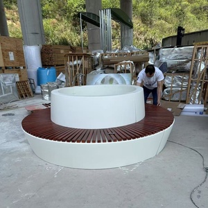 Fioriera OEM di grandi dimensioni personalizzata <span class=keywords><strong>in</strong></span> fibra di vetro e <span class=keywords><strong>legno</strong></span>, con seduta a panca, per esterni, giardini, aree di attesa, ospedali, parchi, palestre - Product Image 4