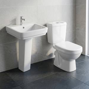Classic Design Two Piece Toilet WC Commode With Pedestal Wash Basin Bathroom Sanitary Ware Combo Set - Product Image 6