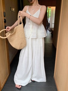 Conjunto de Pantalones Anchos de Cintura Alta y Chaleco con Cordones, Elegante y Dulce, Nueva Moda de Verano 2025, Venta al por Mayor de Boutique - Product Image 5