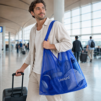 Sac fourre-tout élégant en organza transparent brodé sur mesure avec poignée pour cadeaux, faveurs de mariage, emballage et plage - Vente en gros