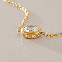 Bracelet en acier inoxydable plaqué or 18 carats de conception originale J&D, rond, carré, en forme de larme, avec zircon et chaîne de réglage latérale en CZ