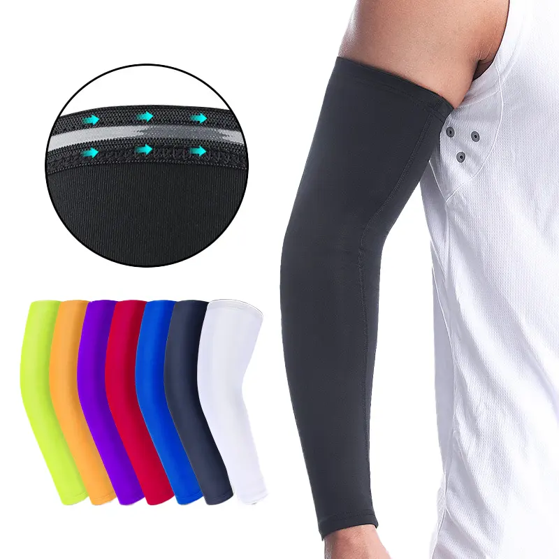 Özel Logo UV güneş koruma kol kapağı kollu sıkıştırma spor bisiklet erkekler için nefes elastik kol kollu