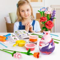 Kit de fleurs en argile à séchage à l'air personnalisé OEM, ensemble d'argile à modeler écologique à séchage à l'air, jouet artistique éducatif, décoration de la maison, cadeau