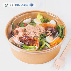 Bol en papier kraft jetable écologique avec logo personnalisé, biodégradable, de qualité alimentaire, pour salade, biscuits, sucre, sushi, en-cas, pain - Product Image 3