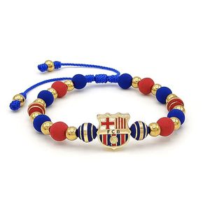 Bracelets à breloques perlés, médailles commémoratives Madrid et Barcelone, bracelets de sport en silicone et perles dorées tissées sur le thème du football - Product Image 2