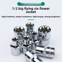 Set kunci pas soket Torx persegi akhir krom 1/2 tipe E Taiwan bintang enam bunga terbang besar