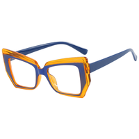 Lunettes plates polygonales œil-de-chat rétro tendance pour femmes, monture anti-lumière bleue, style œil-de-chat personnalisé avec diamants, pour le marché international