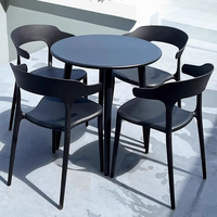 Table et chaises de jardin modernes, imperméables, en acier inoxydable, confortables et pliables - Ensemble de 4 pièces