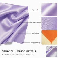 Tissu satiné élastique brillant 90 GSM, toucher soyeux haute brillance, textile extensible en trame pour robes de soirée et de fête, OEM