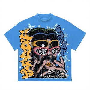 HANANZA APPAREL T-shirts pour hommes à manches courtes, coupe ample, en jersey de coton, imprimé effet craquelé, décontractés, avec détails robustes - Product Image 1