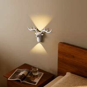 Rechargeable Deer Head Wall Sconce Wireless up &amp; Down Lighting ABS <strong>Stag</strong> Shape LED Wall Light for Bedroom Corridor Decor - Product Image 2