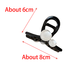 Perle goutte d'eau transparente pince à griffes Double face femme couleur unie pince à requin Version de la mode tempérament pince à cheveux creuse - Product Image 6