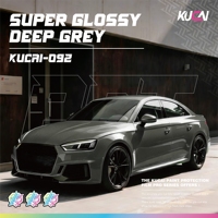 KUCAI 1.52*17meter PET Super Glossy Deep Grey Gloss Reflective Car Vinyl Wrap Roll Wrapping
