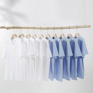 High Quality Men's Casual Loose Pure 100% Cotton T-shirts Soft Sport 7A Antibacterial Solid Color Breathable Men's T-shirts - Product Image 3