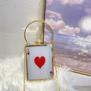 Las Vegas Poker Card Ppics Ace Borsa a tracolla da <span class=keywords><strong>donna</strong></span> morbida borsa da sera pochette con struttura in metallo con cerniera per la notte - Product Image 1