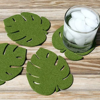 Sous-verres en tissu de cuir de haute qualité respectueux de l'environnement 10 cm support de tapis chaud lumière 5mm d'épaisseur feuille de palmier sous-verres en feutre Tables