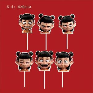 Décorations de gâteau Nezha au miel et à la douceur, en papier, style chinois, pour fête d'anniversaire, avec roues de feu - Product Image 2