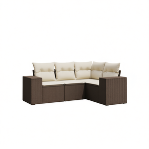 Conjunto de Sofá de Jardín de Ratán Marrón con Patas Ajustables, Muebles de Patio para Exteriores, Estilo Contemporáneo, Asientos para 6 Personas - Product Image 1