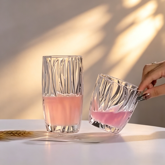 Modern Minimalist Carved Half Moon Shaped 320ml Frost Beer Glass Bottle with Custom Logo Engraving for Home Bar Use