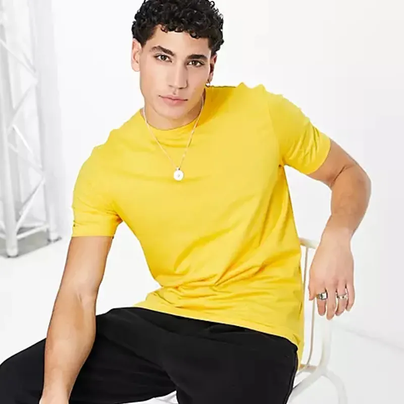 Camisetas lisas amarillas a granel para hombre, camisa de alta calidad de algodón y LICRA para gimnasio, venta al por mayor