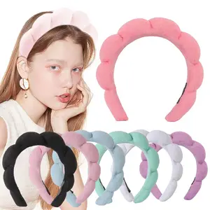 TOP Custom LOGO Hair Accessories Terry Cloth Sponge Hairband Spa Skincare Girls Headband Washing Face Makeup Headband For Women