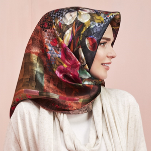 Écharpe de créateur à prix avantageux, écharpe carrée de haute qualité, écharpe musulmane hijab en <span class=keywords><strong>soie</strong></span>, R264 - Product Image 3
