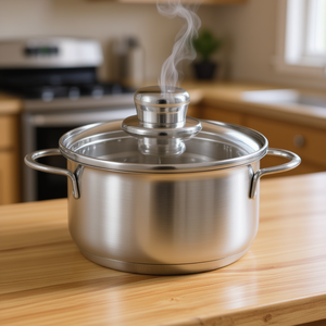 Olla para carne Saturn de acero inoxidable de 24 cm con tapa para cocinar sopa y caldo - Product Image 3